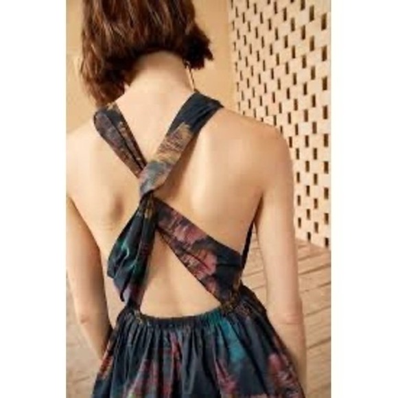 Ulla Johnson Leyna Gathered Printed Taffeta Midi Dress Floral Open Back Size 2 - Picture 2 of 15